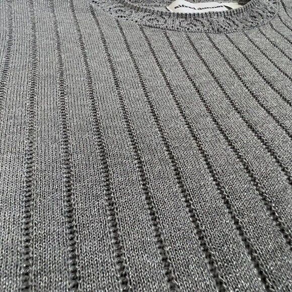 Alfred Dunner Vintage 90s Knit Grey Sliver Metallic Sweater Short Sleeve Shirt - Picture 7 of 9